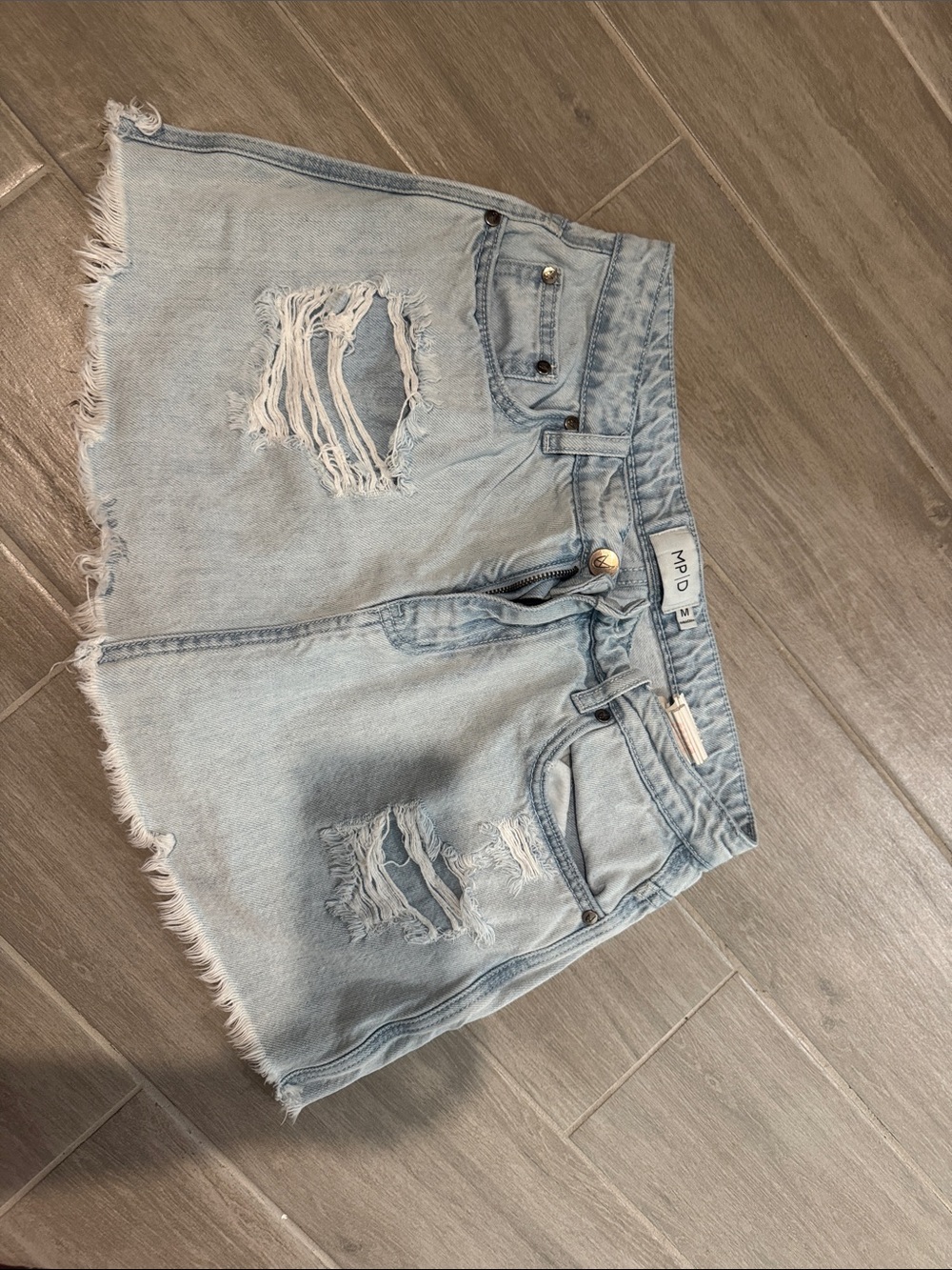 Light Wash Ripped Denim Skort - MUD